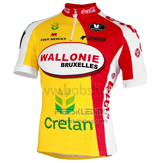 2013 Fietskleding Wallonie Bruxelles Geel en Rood Korte Mouwen en Koersbroek